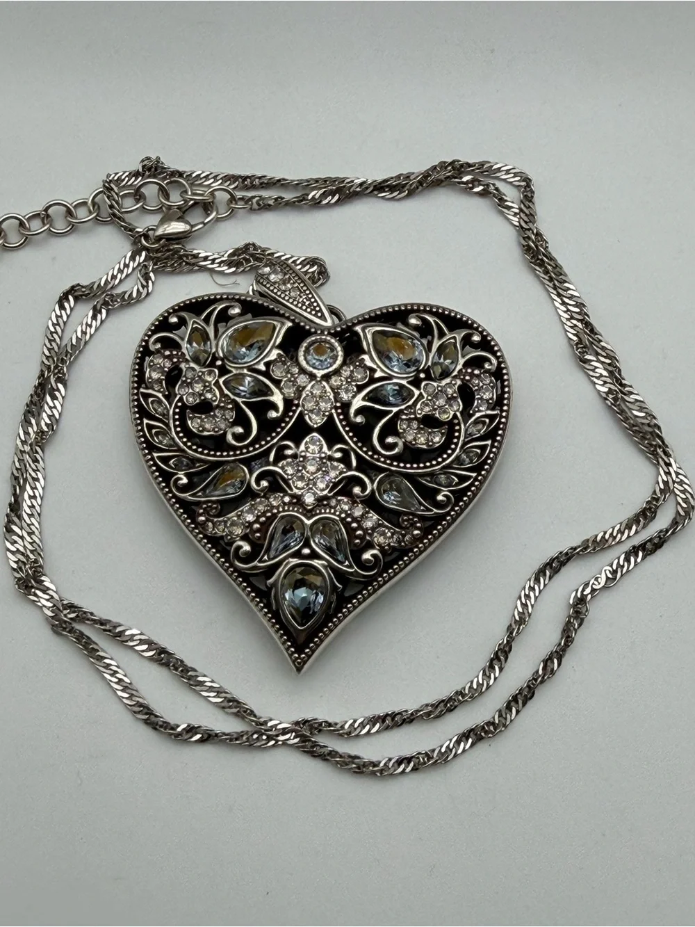 Brighton Silver Queen of the Waters Pendant Heart with Clear Crystals